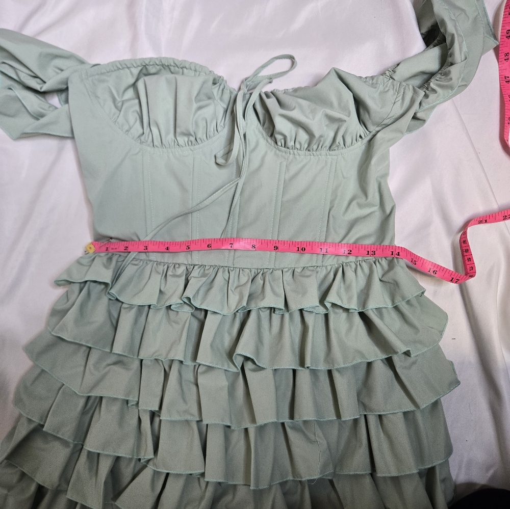 DOLLS KILL sage green regencycore Exchanging Love Letters mini dress XL‎ - Picture 8 of 9